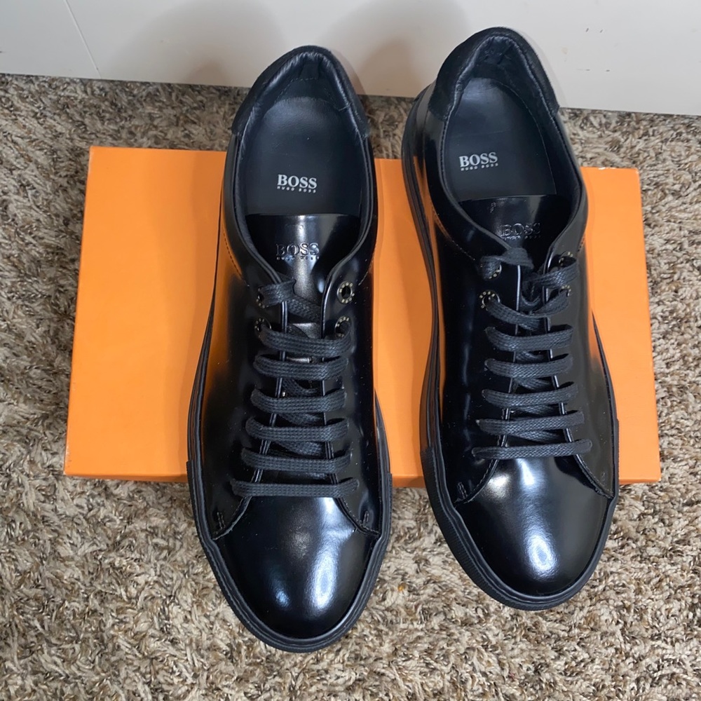 Boss Hugo boss black patent sneakers